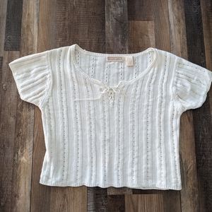 Vintage white blouse, women's large